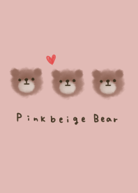 Pink beige and 3 fluffy bears.
