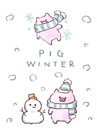 simple pig winter white blue
