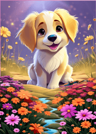 Cute golden dog theme