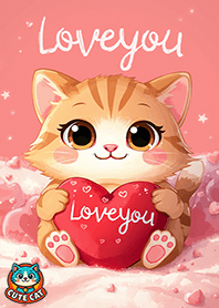 Cute cat : Love you, kiss kiss.