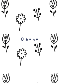 Adult black floral pattern. White.