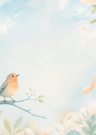 杏色知更鳥與飄羽
