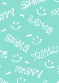 HAPPY SMILE XOXO LOVE リボン-緑-