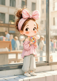 Cute Girl and Donut V.1