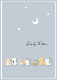 blue Autumn Night and Kittens 03_2