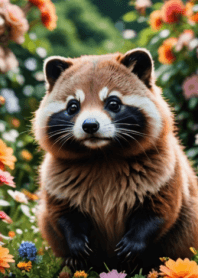 HAPPY RACCOON DOG/FLOWER