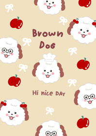 Brown dog love apple minimal  cute