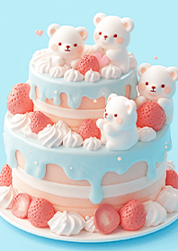 Strawberry and vanilla bear cake