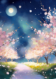 Beautiful night cherry blossoms#1215