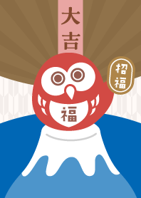 富士山上的貓頭鷹 - 紅 x 藍 x 金色