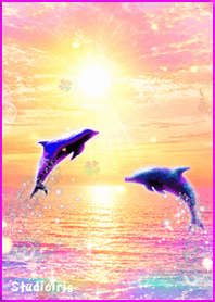 A fantastical sunset and dolphin/2