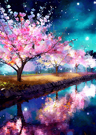 Beautiful night cherry blossoms#927