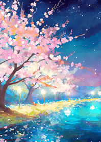 Beautiful night cherry blossoms#1487