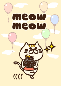 I want to say Meow meow, White cat.