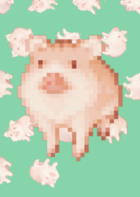ブタ ランダムのドット絵Green 01