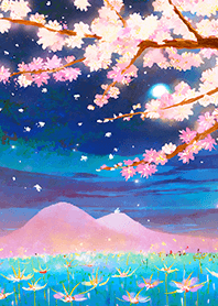 Beautiful night cherry blossoms#1789