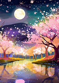 Beautiful night cherry blossoms#2241