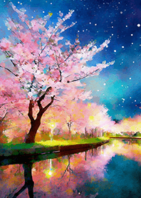 Beautiful night cherry blossoms#1828