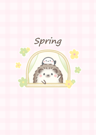 Hedgehog and Shimaenaga -spring- pink2