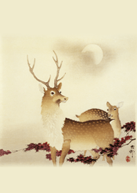 小原古邨《月下の鹿》