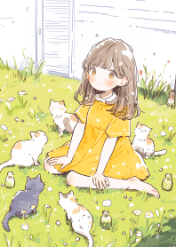 สาวน่ารักและแมว 1