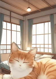 療癒生活-午後房間 在床上睡午覺的貓咪 2