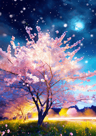 Beautiful night cherry blossoms#793