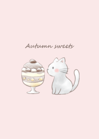 Cat and Autumn sweets -pink-