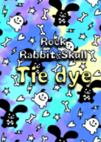 Rock rabbit and skull Tie dye pattern