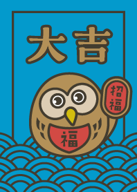 DAI-KICHI/ Lucky OWL/ Light Blue x Gold