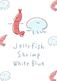 Simple jellyfish and shrimp white blue.