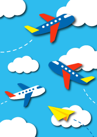 colorful kids airplane in blue sky