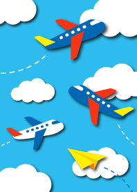 avião de crianças coloridas no céu azul