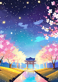 Beautiful night cherry blossoms#593