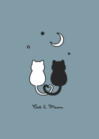 Cat & Moon 2/mint gray WH whfil
