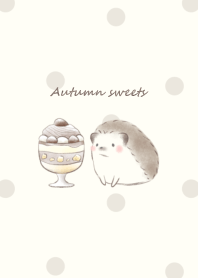 Hedgehog and Autumn sweets -beige- dot