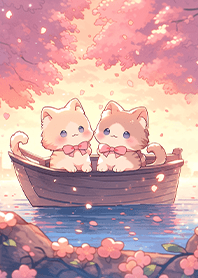Couple cats under maple tree JP