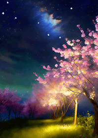 Beautiful night cherry blossoms#1331