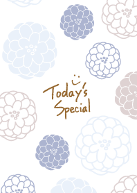 Handwritten flower Blue and Beige Japan