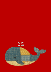 Whale's Outing on red & beige