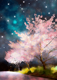 Beautiful night cherry blossoms#1853