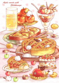 シマエナガとリンゴ