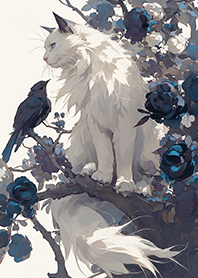 白貓與晚夜玫瑰❤️