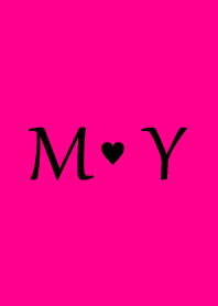 Initial "M & Y" Vivid pink & black.