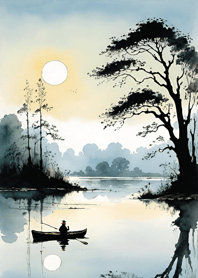 Misty tranquil lake 979f7b