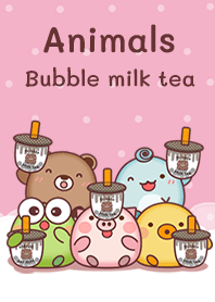 Happy animals & Bubble milk tea pink