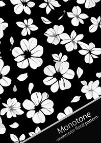 Monotone watercolor floral pattern