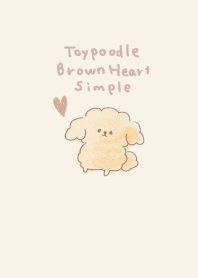 Simple Toy Poodle Brown Heart Beige