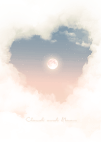 ハート雲と満月 - ブルー ＆ ピンク 11