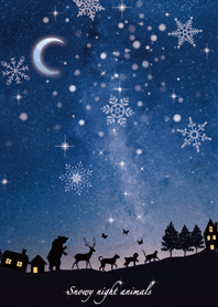 Snowy night animals